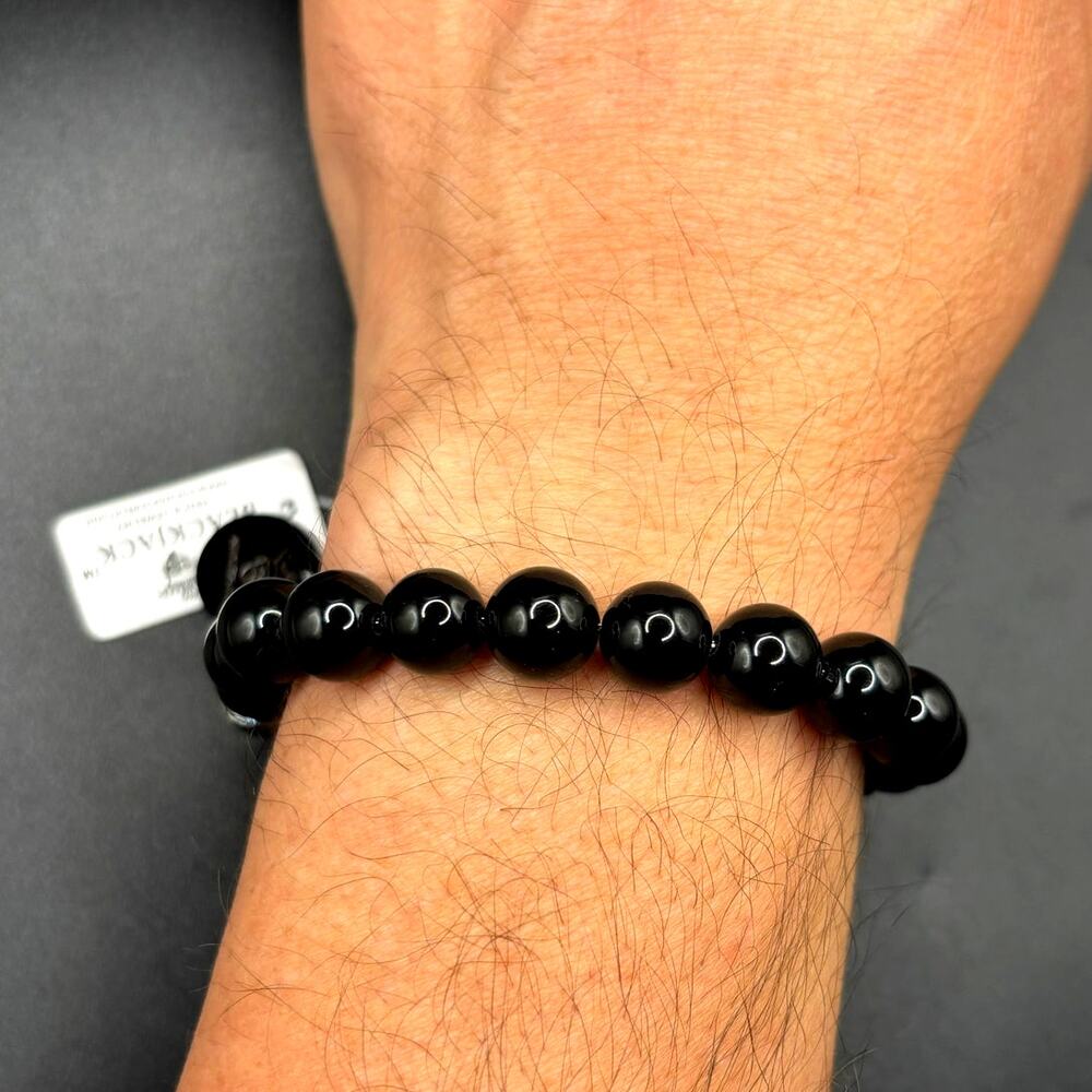 Blackjack BJS244BSO Men's Black Onyx Beaded Bracelet Stainless Steel NIBWT - Picture 9 of 15